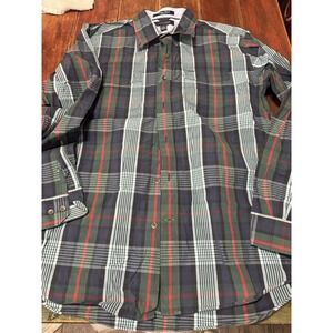 TOMMY HILFIGER Plaid Heritage Poplin 80's Two Ply Button Down Shirt Large Men's